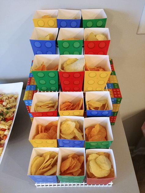 Legos Birthday Party Ideas, Numberblocks Birthday Party Food, Lego Themed Food, Lego Party Food Ideas, Lego Food Ideas, Lego Birthday Snacks, Lego Birthday Party Food, Cheap Lego Birthday Party, Lego Birthday Snacks Food Ideas