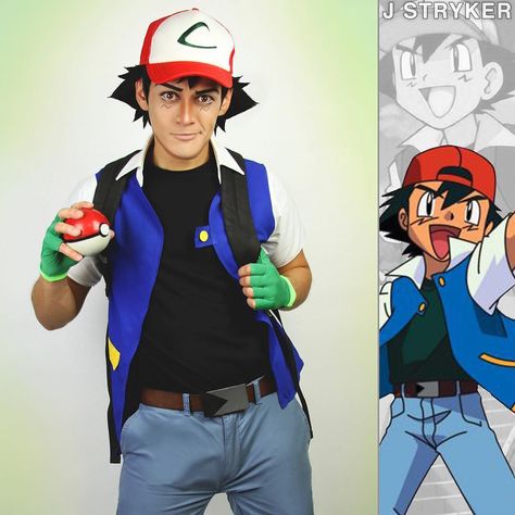 Inspiration & Accessories: DIY Pokemon Ash Ketchum Halloween Costume Idea #pokemoncosplay #ashketchumcosplay #animecosplay #cosplayguy #cosplayersofinstagram #bestcosplay #ashcosplay #malecosplay #cosplayideas Ash Ketchum Halloween Costume, Cosplay Ideas For Men, Ash Pokemon Costume, Ash Ketchum Costume, Ash Ketchum And Pikachu, Pokemon Trainer Cosplay, Pokemon Trainer Costume, Ash Ketchum Cosplay, Ash Costume