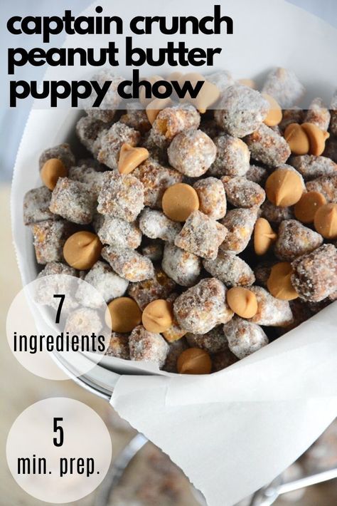 Peanut Butter Puppy Chow, Puppy Chow Crispix Recipe, Puppy Chow Halloween, Easy Desserts For A Crowd, Puppy Chow Cookies, Captain Crunch Cereal, Chex Mix Recipes Original, Puppy Chow Chex Mix Recipe, Chow Puppy