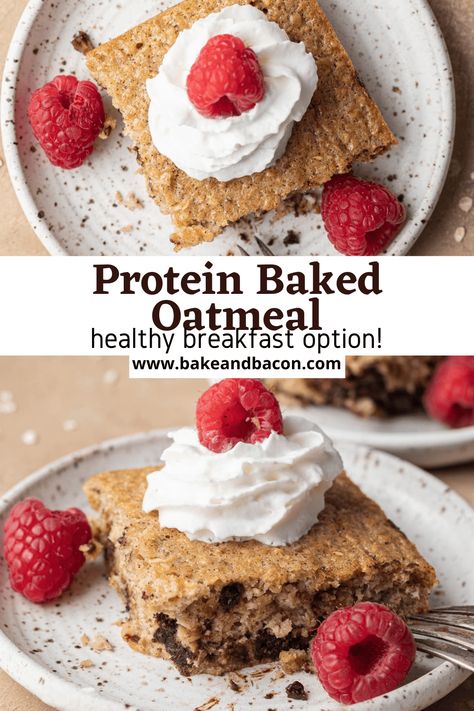 Premier Protein Baked Oatmeal, Baked Oatmeal Healthy Protein, High Protein Breakfast Baked Goods, Baked Protein Oats Breakfast, Protein Baked Oats Meal Prep, Oatmeal Bake Breakfast Healthy Protein, Protein Blended Oats, Low Calorie High Protein Baked Oats, Baked Oats No Protein Powder