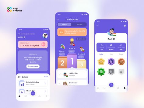 Gamification - Mobile App UI Concept by Capi Product on Dribbble Habit Tracker App, Webpage Design Layout, Interactive Web Design, Android App Design, Mobile App Games, Scheduling App, Graphic Shapes Design, Game Ui Design, Learning Projects