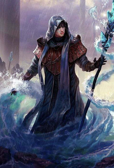 Sorcerer Art, Water Mage, Batman And Robin Cartoon, Fantasy Witch, Critical Role Fan Art, Magic Aesthetic, Fantasy Collection, Fantasy Male, Fantasy Novel