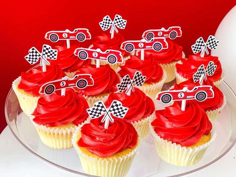 Race Car Cupcakes, Car Cupcakes, Race Car Birthday Party Ideas, Car Birthday Party Ideas, Two Year Old Birthday Party, Cars Cupcakes, Two Year Old Birthday, 2nd Birthday Party For Boys, Race Car Themes