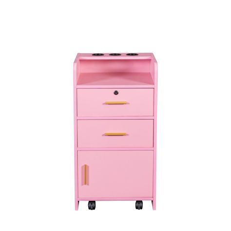 Product size: W16.93*D13.78*H31.10 Net weight: 39.68lbs Features: 1.Two enclosed drawers and a cabinet add storage space for various items and eliminate clutter from the desk. 2.Cabinet top with 3 round holes for hair dryer and other items. 3.Overall… Beauty Salon Storage, Salon Storage, Rolling Drawers, Home Beauty Salon, Salon Stations, Accent Storage Cabinet, Salon Suites, Accent Storage, Hair Dryer Holder