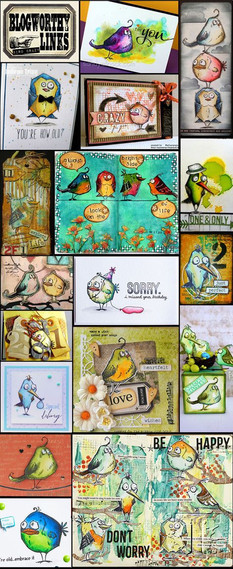 Tim Holtz Crazy Birds Stamps, Tim Holtz Crazy Birds Cards, Simon Says..., Bird Ideas, Tim Holtz Crazy Birds, Crazy Birds, Yellow Card, Tim Holtz Stamps, Tim Holtz Cards