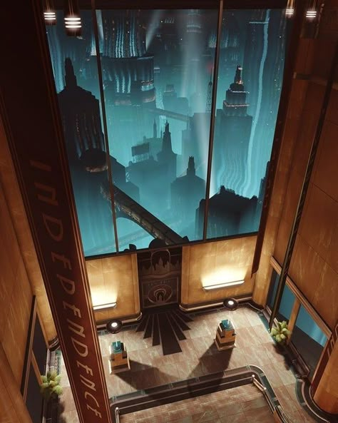 Underwater Architecture Concept, Metropolis Aesthetic, Futuristic Art Deco, Bioshock Artwork, Bioshock Rapture, Art Deco City, Dark Deco, Bioshock Art, Art Deco Aesthetic