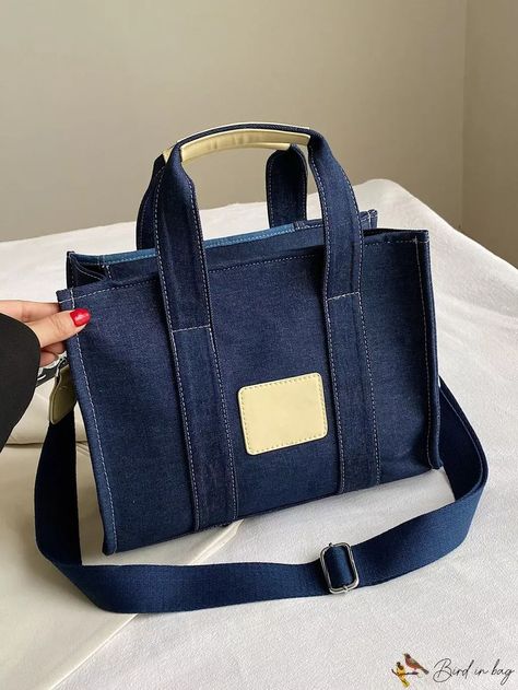 BirdinBag - Casual Denim Tote Bag: Versatile, Spacious, Perfect for Commuting Jeans Bags Ideas, Diy Leather Tote, Denim Bag Patterns, Diy Clothes And Shoes, Diy Bag Designs, Diy Bags Patterns, Denim Handbags, Diy Bags Purses, Denim Tote Bags