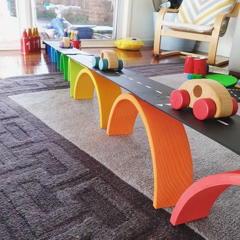 Toddler Homeschool Activities, Grimms Rainbow, Grimm's Toys, Rainbow Stacker, Wooden Toys Design, Wooden Toys Plans, Wooden Rainbow, Waldorf Toys, Toddler Play