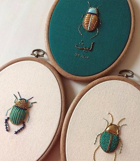 자수 디자인, Gold Work, Embroidery Inspiration, Textile Artists, Beetles, Hoop Art, Embroidery And Stitching, Embroidery Projects, Fabric Art