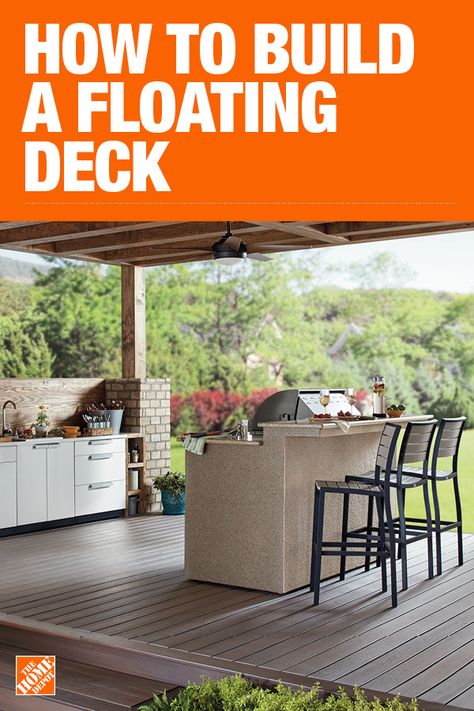 The Home Depot has everything you need for your home improvement projects. Click through to find all your deck and outdoor living needs. Outdoor Patio Plans, How To Build A Deck Over Concrete Patio, Wood Deck Vs Concrete Patio, Replace Deck With Patio, Wood Deck Extension Off Concrete Patio, 16x16 Floating Deck Plans, Building A Floating Deck, Yard Deck, Patio Plans