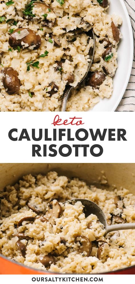 Keto Cauliflower Rice Recipes, Risotto Mushroom, Cauliflower Risotto Recipes, Keto Cauliflower Rice, Truffle Risotto, Cauliflower Risotto, Low Carb Grain, Easy Clean Eating Recipes, Frozen Cauliflower Rice