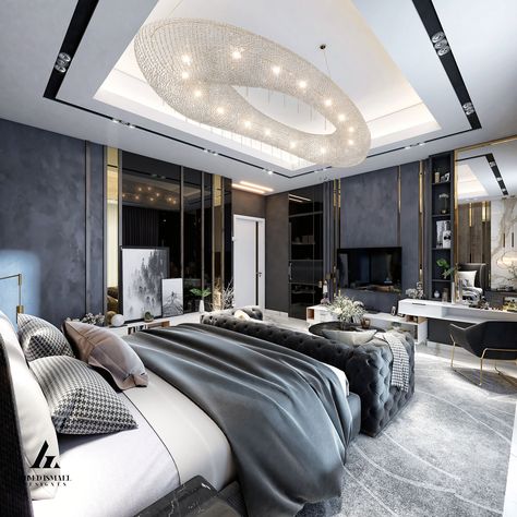 𝐁𝐄𝐃𝐑𝐎𝐎𝐌 𝐃𝐄𝐒𝐈𝐆𝐍 on Behance Bilik Tidur Lelaki, Rich Bedroom Luxury, Bedroom Ideas Luxury, Luxury Master Suite, Mansion Bedroom, Hiasan Bilik Tidur, Big Bedrooms, Bedroom Interior Design Luxury, Modern Luxury Bedroom