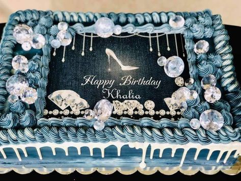 Denim Cake Ideas Blue Jeans, Denim And Diamonds Decorations, Denim And Diamonds Cake Ideas, Denim And Diamonds Party Decorations, Diamonds And Denim Party, 40th Birthday Themes, Diamond Cake, Tiffany Birthday, Denim And Pearls