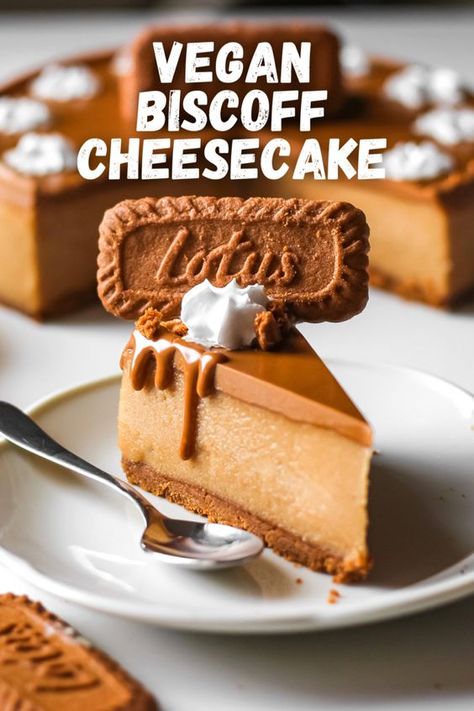 Lotus Biscuit Dessert, Vegan Biscoff Cheesecake, Vegan Biscoff Recipes, Lotus Recipe, Vegan Biscuits, Biscoff Biscuits, Biscoff Cheesecake, Vegan Baking Recipes, Vegan Cakes