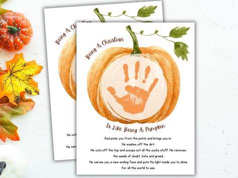 Fall Handprint Art Craft, Being A Christian Is Like Being A Pumpkin, Fall Sunday School Activity, Handprint Poem Printable, Pumpkin Prayer Pumpkin Prayer Printable, Halloween Sunday School, Pumpkin Prayer, Fall Handprint Art, Pumpkin Poem, Harvest Activities, Fall Handprint Crafts, Fall Sunday, Handprint Poem