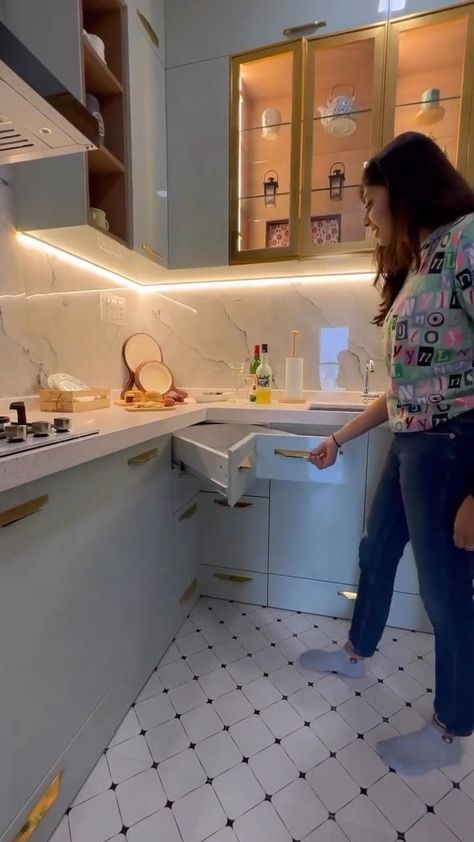 - Explore the latest in smart kitchen technology with our collection of drawers that feature built-in features like motion sensors, lighting, and more. #smartkitchen #kitchendrawers बेडरूम डिजाइन, Compact Kitchen Design, Kitchen Wardrobe Design, Kitchen Cabinetry Design, Desain Pantry, Kitchen Layout Plans, Kabinet Dapur, Kitchen Cupboard Designs, Interior Design Your Home