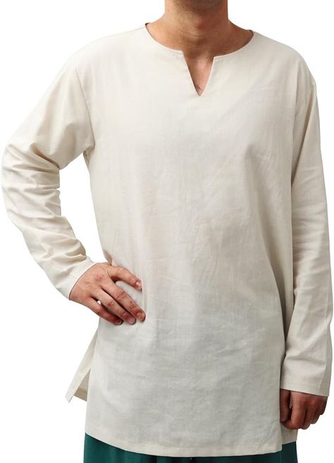 Amazon.com: PROCOS Mens Medieval Undershirts Retro Linen Tunic Long Sleeve Shirts Reenactment (as1, Alpha, m, Regular, Regular, White) : Clothing, Shoes & Jewelry Peasant Costume, Medieval Tunic, Long Sleeve Design, Body Measurement, Medieval Costume, Mens Linen, Linen Tunic, Mens Fleece, Tunic Shirt