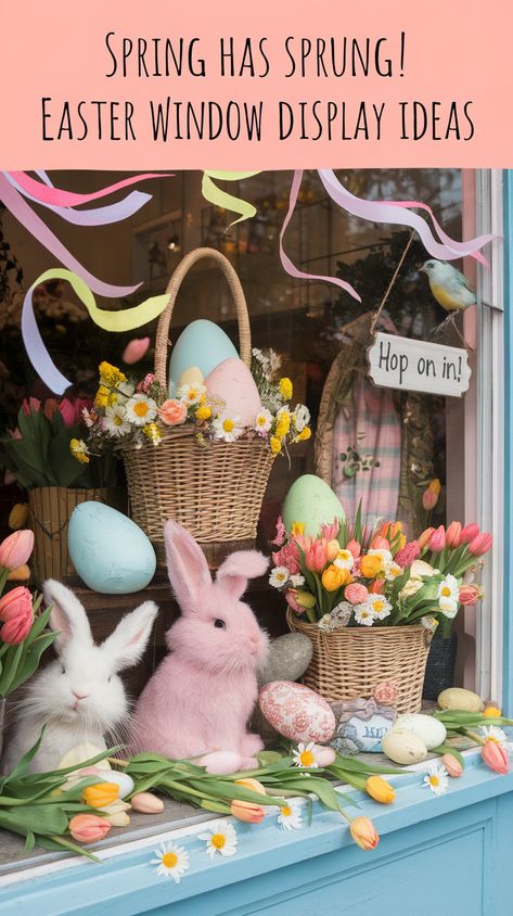 Ready to create an Easter Window Display that'll stop customers in their tracks? These Spring Window Display ideas will bring your storefront to life this season! From vibrant pastels to fluffy bunny décor, these Easter Window Display ideas will have everyone hopping into your store. Plus, check out some Boutique Window Displays that scream style! #gg #homedesigninsider #easterdisplayideasforretail March Store Window Displays, Display Window Ideas Retail, Easter Displays Ideas, Spring Window Displays Store Fronts, Mother’s Day Retail Window Display, Easter Retail Window Displays, Seasonal Window Displays, Vintage Store Window Displays, Spring Boutique Window Displays