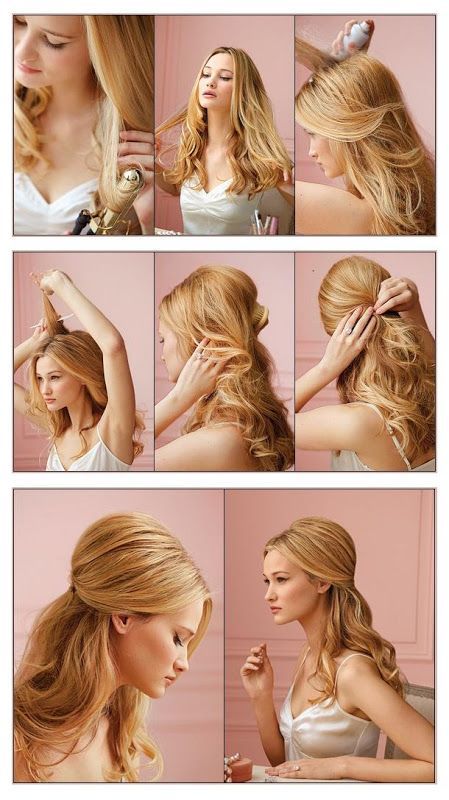 Half Up Half Down Hair Tutorial, Step Hairstyle, Hairstyle Tutorials, Simple Wedding Hairstyles, Hairstyle Tutorial, Half Updo, Half Up Half Down Hair, Quick Hairstyles, Wedding Hair And Makeup