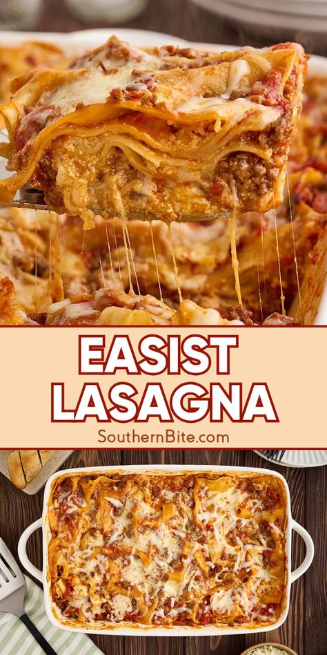 There is no denying this is the Easiest Lasagna recipe! With only 6 simple ingredients this easy lasagna recipe is a delicious family staple. Easy Lasagna Recipe, Cheese Spaghetti, Best Dinner, Easy Weeknight, Meat Sauce, Lasagna Recipe, Easy Weeknight Meals, Family Favorites, Weeknight Meals