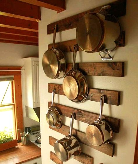 Kitchen Ideas Organization, Organization On A Budget, Uncluttered Kitchen, Pan Storage, Kitchen Innovation, Pallet Walls, Appliances Storage, Wooden Rack, New Kitchen Cabinets