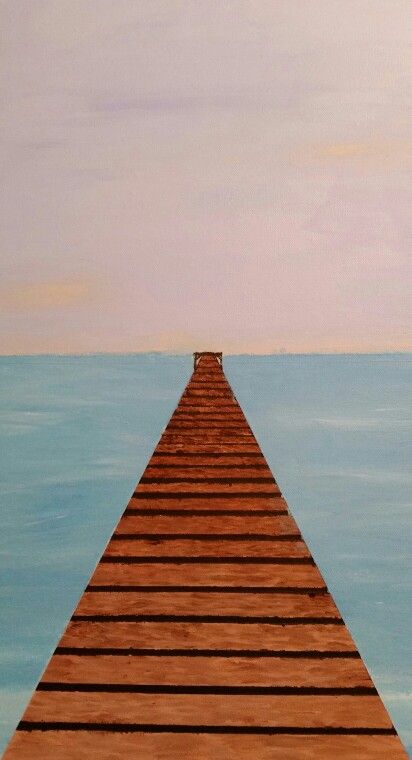 Pier Drawing Simple, Pier Drawing, Beach Art Painting, Drawing Simple, Homemade Christmas, Beach Art, Stretched Canvas, Art Studio, Easy Drawings