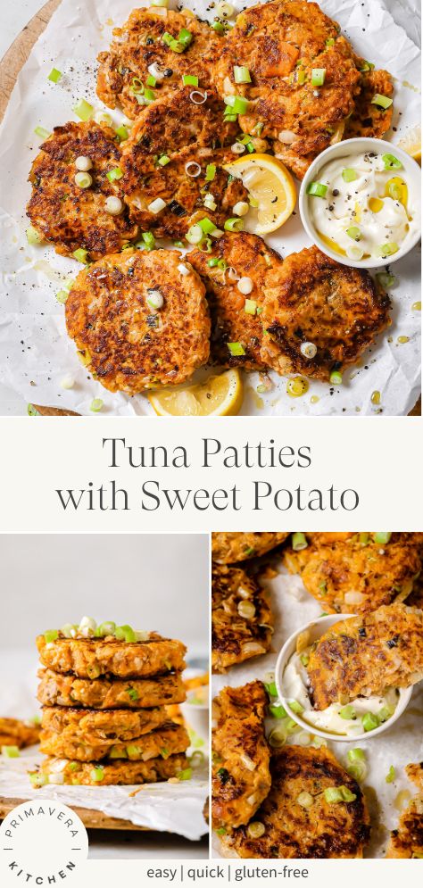 These Tuna Patties with Sweet Potato are always a crowd-pleaser! Ready in just 30 minutes, they’re crispy, flavorful, and so delicious! This gluten-free recipe is perfect as a light meal or hearty appetizer. #tunapatties #tunacakes #fishcakes Fish Patties Recipes, Tuna Patty, Hearty Appetizer, Beach Cooking, Tuna Patties Recipes, Sweet Potato Patties, Healthy Winter Meals, Tuna Patties, Potato Patties