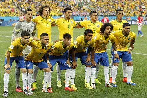 Brazil's starting line-up against Croatia. #Bra #Cro #WC2014 Brazil World Cup, Starting Line, World Cup 2014, Croatia, World Cup, Soccer Field, Brazil, Soccer, Bra