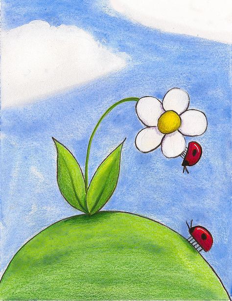 Drawing Classes, Drawing Lessons For Kids, Whimsical Paintings, Art Drawings For Kids, Love Painting, Lady Bug, Whimsical Art, Easy Paintings, Drawing For Kids