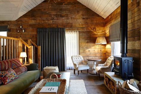 A woodburner adds to the ambience at Soho Farmhouse. Soho House Hotel, Rustic Couch, Soho Farmhouse, Interior Design Rustic, Cosy Living Room, Country Interior, Living Room Scandinavian, Scandinavian Living, Farmhouse Interior