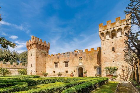 La dolce vita: Extraordinary Tuscan castle designed by the Florence Duomo architect comes with its own hamlet of 25 farmhouses Tuscan Castle, Private Chapel, Historic Theater, Duomo Florence, Castle Estate, Italy Images, Unusual Buildings, Under The Tuscan Sun, Unusual Homes