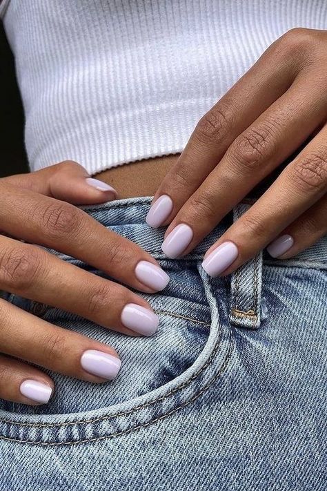 35+ Summer Acrylic Nail Ideas, lavender nails, light purple nails, summer nails, short nails, purple nails Light Purple Nails, Squoval Nails, Short Gel Nails, Lavender Nails, Simple Gel Nails, Casual Nails, Cute Gel Nails, Summer Acrylic Nails, Neutral Nails