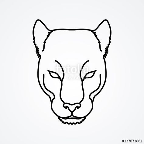 Vector: Black Panther Head outline graphic vector. Bbc Logo, Tree Frog Tattoos, Head Outline, Panther Head, Easy Animal Drawings, Panther Tattoo, Panther Art, Tattoo Old School, Black Panther Art