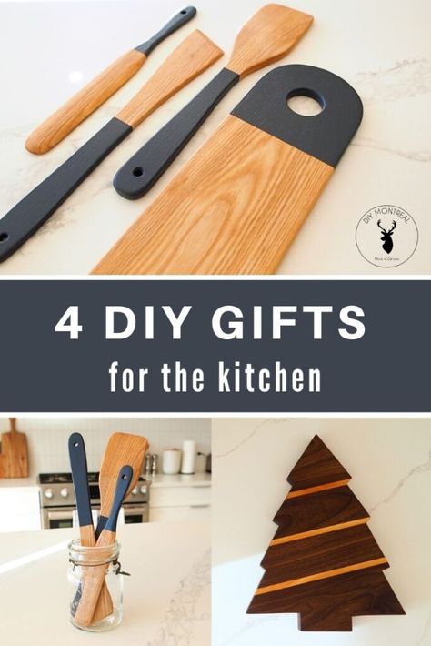 Wood Spatula Diy, Small Woodworking Gifts, Diy Wooden Kitchen Accessories, Diy Christmas Gifts Wood Projects, Wood Christmas Gifts Diy, Wooden Gifts Diy, Diy Wood Christmas Gifts, Diy Wood Trivets, Diy Woodworking Gifts