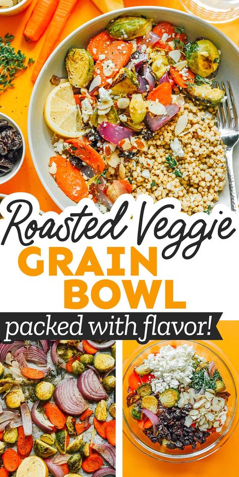 These Roasted Vegetable Grain Bowls check all the boxes. Tender roasted veggies, lemony sorghum, sliced almonds, and tangy feta cheese. Your new favorite healthy weeknight dinner! #vegetarian #roastedveggies #vegetables #dinner Frugal Dinners, Sorghum Recipes, Vegetables Dinner, Veggie Bowls, Veggie Meal, Bowl Meals, Dinner Vegetarian, Vegetarian Recipes Dinner Healthy, Healthy Budget