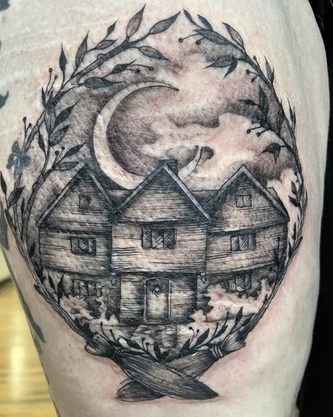 Witch House Tattoo, Salem Witch Tattoo, Salem Tattoo, Salem Witch House, House Tattoo, Felting Projects Ideas, Salem Witch Trials, Witch Tattoo, Witch Trials