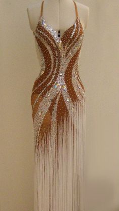 This long fringe dress is beautiful!! #danceRAL Fringe Dance Dress, Ballroom Fashion, Dancesport Dresses, Crystal Fringe, Ballroom Gowns, Ballroom Costumes, Latin Ballroom Dresses, Latin Dance Costume, Salsa Dress