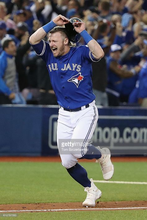 Josh Donaldson #20 of the Toronto Blue Jays celebrates defeating the Baltimore Orioles 5-2 to win the American League Wild Card game at Rogers Centre on October 4, 2016 in Toronto, Canada. Blue Jay Way, Toronto Blue Jays Baseball, Josh Donaldson, Rogers Centre, Blue Jays Baseball, Mlb Teams, Go Blue, October 4, Wild Card