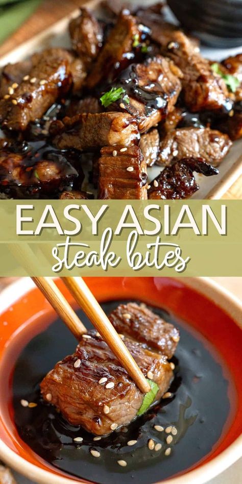 These easy Asian Steak Bites take only minutes to make and everyone loves them. A great keto dinner recipe the whole family will enjoy. #ketorecipes #steakbites #steak #ketodiet #coconutaminos #paleofriendly #dairyfree #lowcarb Low Carb Sirloin Steak Recipes, Appetizers For Steak Dinner, Asian Steak Recipes, Carnivore Appetizers, Keto Asian Recipes, Keto Steak Recipes, Asian Keto, Steak Bowls, Carolyn Ketchum