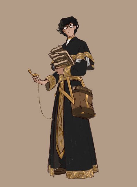 Fantasy Scholar Art, Alchemy Character Design, Alchemy Outfit, Fantasy Scholar, Fantasy Male Outfit, Priest Character Design, Dnd Cleric, Dnd Wizard, Dungeons And Dragons Characters