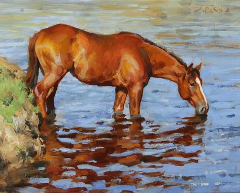 Aesthetic Horse Painting, Horses Painting, Landscape With Horses Painting, Horse Paintings Acrylic, Horse Drinking Water Painting, Running Horses Painting, Horses Grazing Painting, Composition Painting, Horse Art Drawing