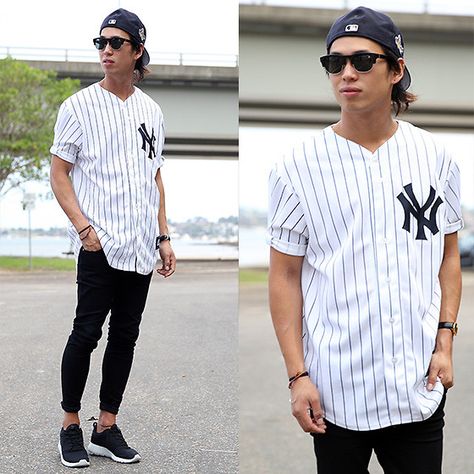 Christian C. - ▼▽ New York Yankee ▽▼ Yankee Jersey Outfit Men, Yankees Jersey Outfit Men, Mlb Jersey Outfit Men, Baseball Outfits Men, Baseball Shirt Outfit Mens, Yankees Jersey Outfit, Baseball Style Outfits, Baseball Jersey Outfit Men, Jerseys Outfit