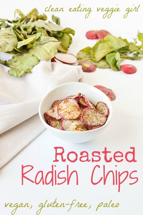 Healthy Chips Recipe, Roasted Radish, Radishes Recipe, Radish Chips, Paleo Roast, Healthy Chips, Spring Recipe, Eating Fresh, Roasted Radishes