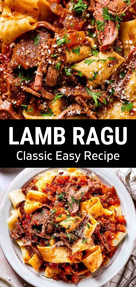 This Instant Pot lamb ragu recipe gives you a hearty sauce in no time flat. The flavor is rich, deep, and super hearty. Chopped Lamb Recipes, Lamb Ragu Slow Cooker, Lamb Chop And Pasta Recipes, Lamb Ragu Recipe Slow Cooker, Lamb Noodles Recipes, Meat Ragu Recipe, Lamb Ragu Pasta, Braised Lamb Ragu, Lamb Pasta Sauce