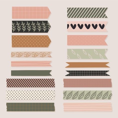 Hand drawn washi tape collection | Free Vector #Freepik #freevector #paper #sticker #cute #note Ide Jurnal, Washi Tape Collection, Ed Wallpaper, Penanda Buku, طابع بريدي, Washi Tape Planner, Scrapbook Stickers Printable, Planner Scrapbook, Bullet Journal Writing