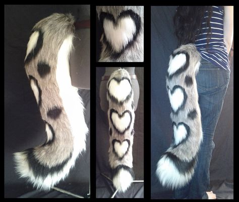 Snow Leopard Hearts Tail - SOLD by shagpokestudios Snow Leopard Fursuit, Snow Leopard Fursona, Snow Leopard Tail, Fursuit Tail, Wolf Ears And Tail, Fluffy Snow, Fur Suit, Wolf Costume, Animal Tails