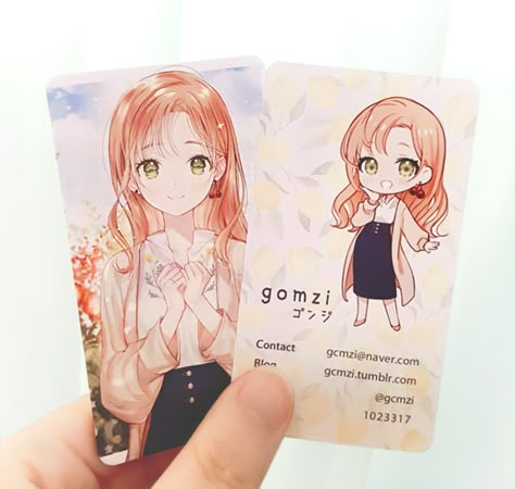 Art Business Card Design, Anime Business Card, Artist Name Card, Illustrator Business Cards, Art Portfolio Website, Cute Business Card, Artist Business Cards Design, Illustration Business Cards, Cute Business Cards