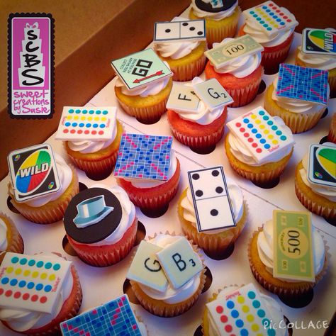 Game Night Cupcakes, Game Night Treats, Board Game Cupcakes, Game Night Cake Ideas, Board Game Cake Ideas, Game Night Dessert Ideas, Board Game Birthday Cake, Game Night Cake, Board Game Birthday Party