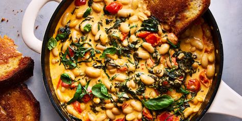 Our Creamy Tuscan White Bean Skillet Will Take You To Italy White Bean Skillet, Tuscan White Bean, Professional Cooking, Northern Beans, Skillet Dinners, Great Northern Beans, Bean Stew, Vegetarian Dinners, Skillet Meals