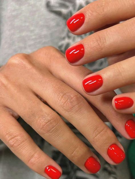 Red  Collar   Plain Bare Nails Embellished   Nail,Hand & Foot Care Beautiful Red Nails, Red Wedding Nails, Red Nail Varnish, Short Red Nails, Paris Nails, Red Gel Nails, Kutek Disney, Wine Nails, August Nails